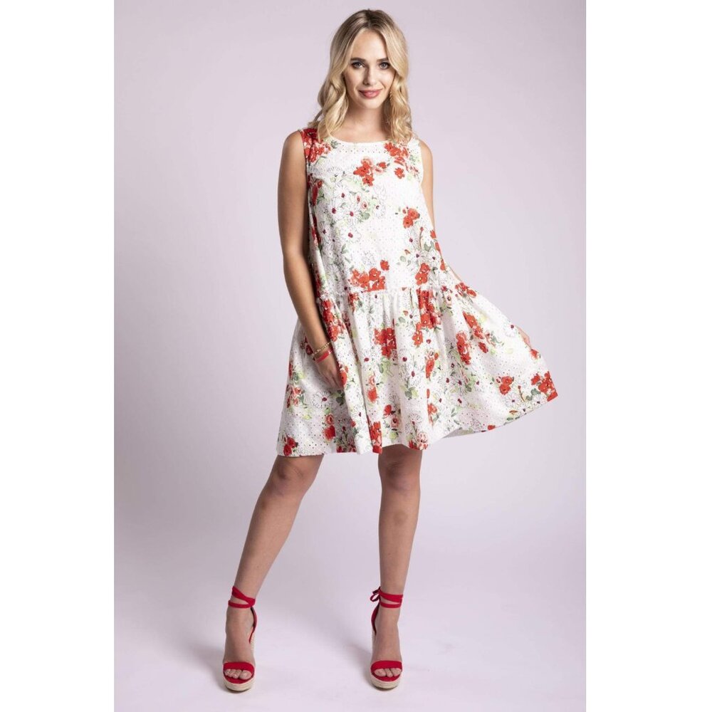 Eva Franco Anthropologie Cotton Eyelet  Floral Summer Midi Dress